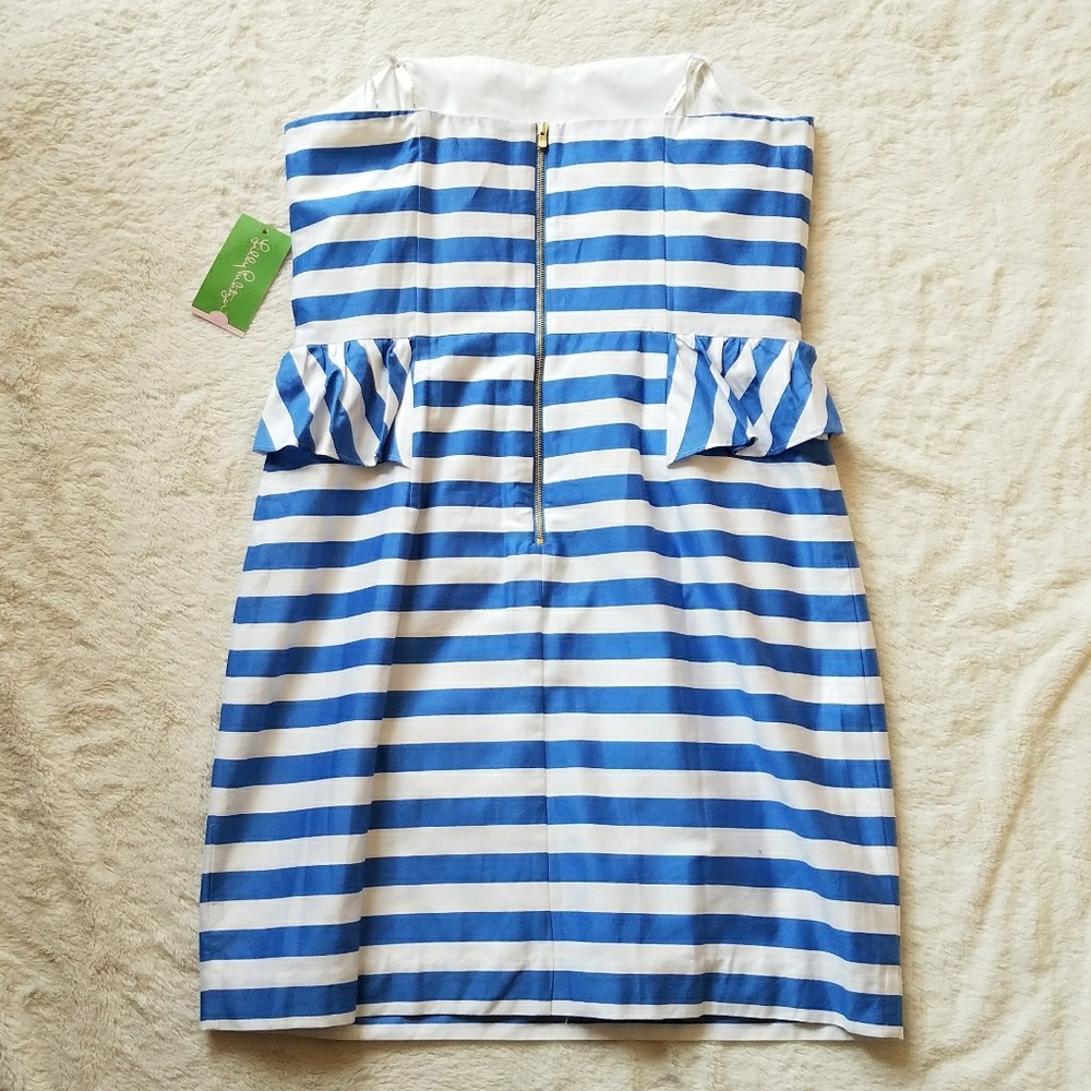 Lilly Pulitzer Maybell Striped Peplum Dress sz 10 - Picture 3 of 5